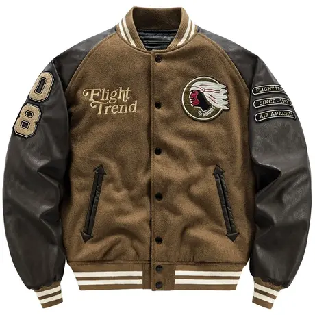 VIP棒球服男冬季加厚棉衣美式复古羊毛呢外套vibe风飞行夹克ins潮商品大图