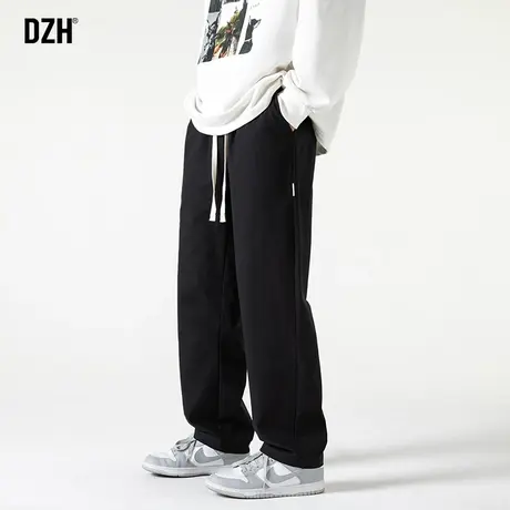 男士休闲裤男宽松直筒潮牌春秋裤子男款美式高街军绿色工装裤百搭商品大图