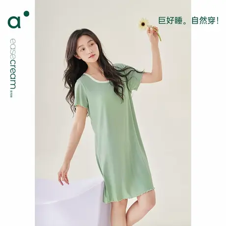 安之伴【巨柔软】带胸垫睡裙女夏季薄款大码短袖睡衣宽松连衣裙商品大图