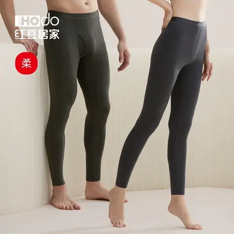 【柔感】红豆男士秋裤薄款莫代尔抗静电女保暖裤衬裤毛裤打底裤商品大图