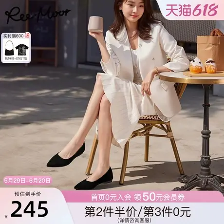 REEMOOR睿慕2025春季新款时尚尖头绒面浅口单鞋通勤百搭一脚蹬女商品大图