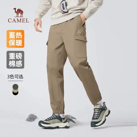 骆驼男装纯棉工装裤男士2025新款冬季加绒保暖宽松束脚休闲长裤子商品大图