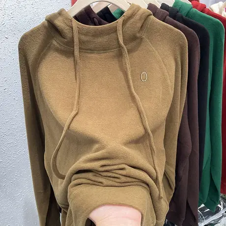 欧货时髦洋气宽松打底帽衫女2022秋冬新款双面德绒加厚连帽卫衣潮图片