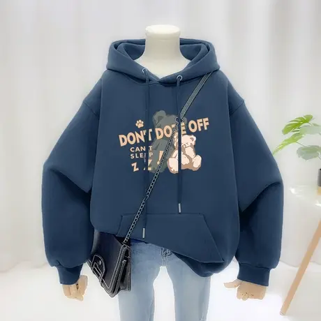 韩国chic大码卫衣女2022秋冬新款oversize宽松潮ins加绒连帽上衣商品大图