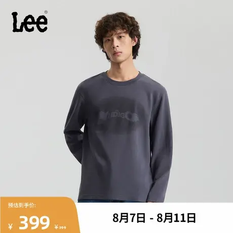 Lee商场同款25秋冬新品舒适版圆领喷雾效果骑行图案男长袖T恤休闲商品大图