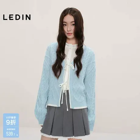 【商场同款】乐町设计感系带针织开衫秋季新款宽松外套C1EDF3429图片