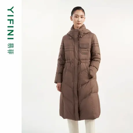 [专柜同款]Yifini/易菲白鹅绒保暖过膝长款羽绒服女加厚外套冬商品大图