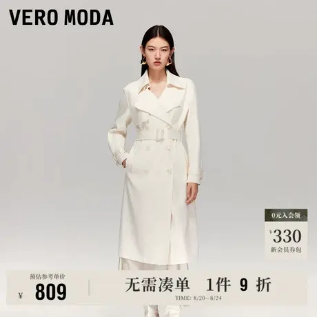 8.22上新Vero Moda风衣女2025早秋新款翻领腰带双排扣中长款外套图片