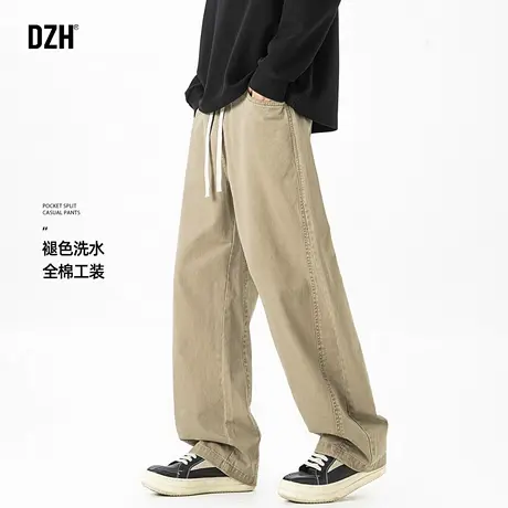 男士卡其色纯棉工装裤男秋季2025新款裤子休闲百搭宽松直筒裤长裤商品大图
