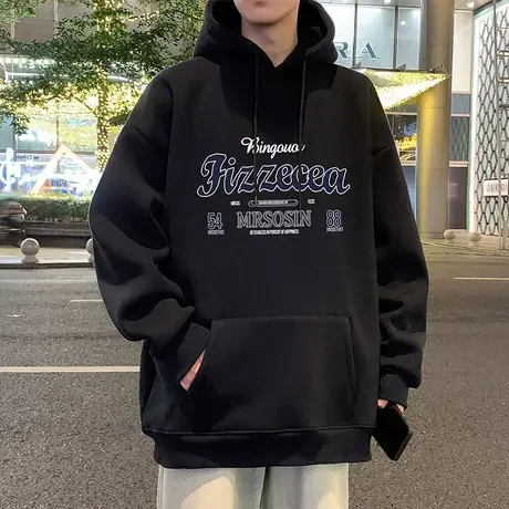 连帽卫衣男春秋季2025新款宽松重磅纯棉上衣高街百搭美式休闲帽衫商品大图