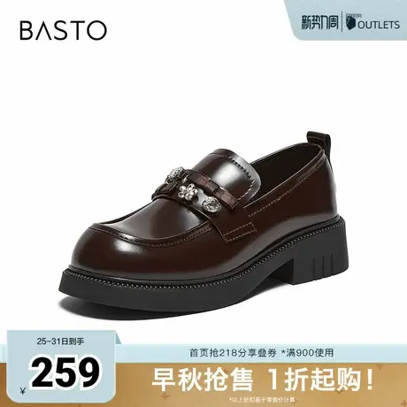 百思图2025秋季新款乐福鞋时尚潮流学院风粗跟女单鞋D3269CA5商品大图