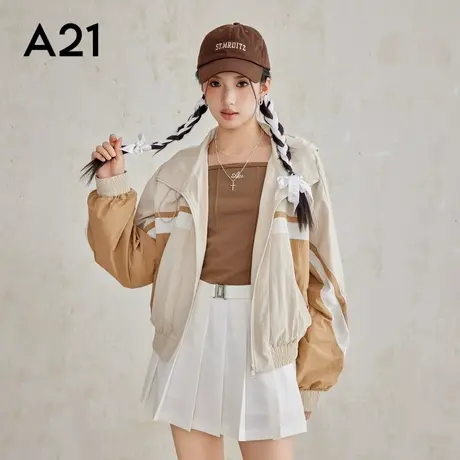 A21女装时尚休闲宽松连帽户外夹克外套百搭防晒衣商品大图