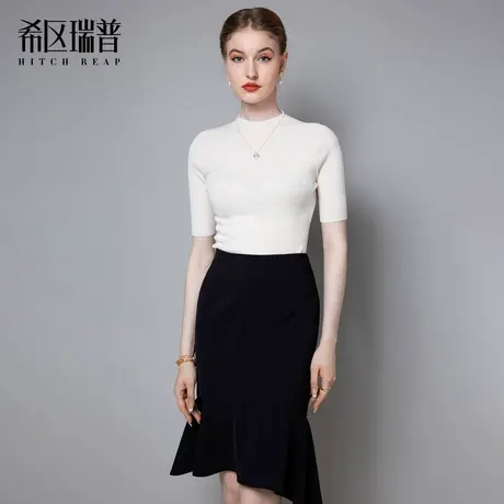 希区瑞普鱼尾不规则半身裙女夏季复古气质包臀修身裙法式复古风格图片