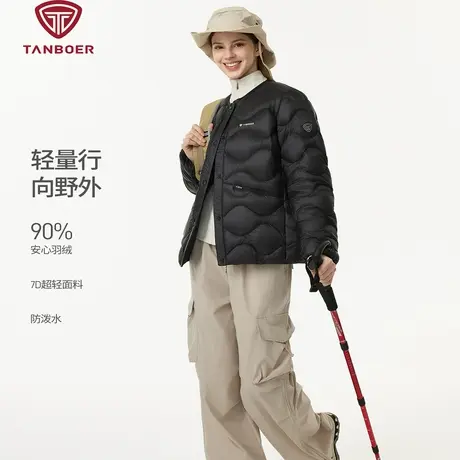 坦博尔圆领短款羽绒服女2025冬季新款户外运动休闲舒适保暖外套图片