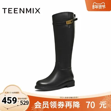 天美意2025冬新款商场同款百搭显瘦舒适长靴女骑士靴BL961DG5图片