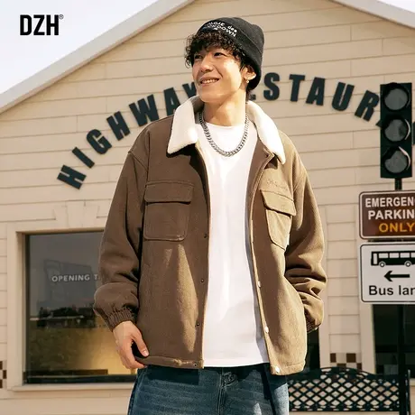 男士美式复古羊羔绒外套男冬款棉服2023新款棉衣男款冬季加厚夹克商品大图