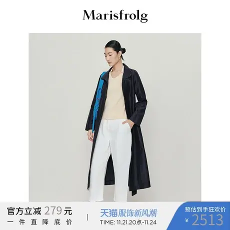 【英伦风外套】玛丝菲尔风衣秋冬腰带显瘦长款风衣外套商品大图