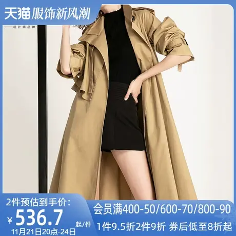 欧洲站卡其色风衣女中长款英伦风2024秋冬新款欧美风女装大衣外套商品大图