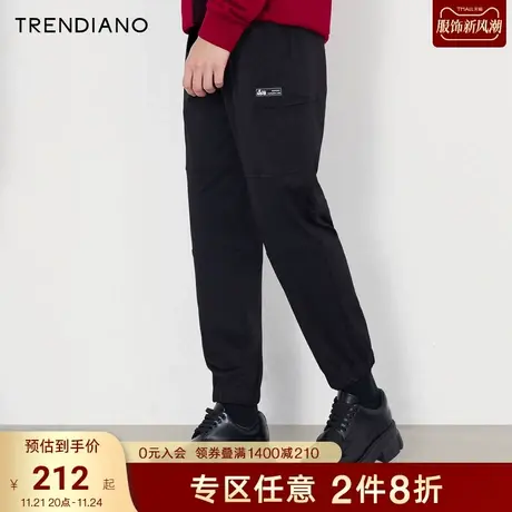 TRENDIANO官方潮牌秋季男装裤子潮流抽绳运动风休闲长裤时尚卫裤商品大图