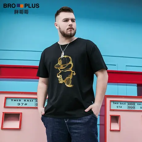 胖哥哥大码男装短袖t恤男加肥加大体恤男士夏季宽松圆领潮胖上衣图片