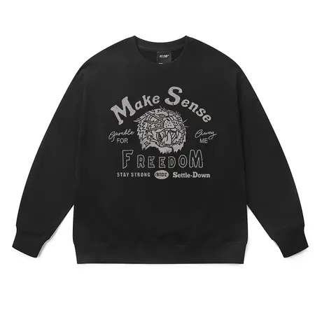 小众港潮男士卫衣2023秋冬新款虎头印花欧美潮牌宽松百搭圆领上衣图片