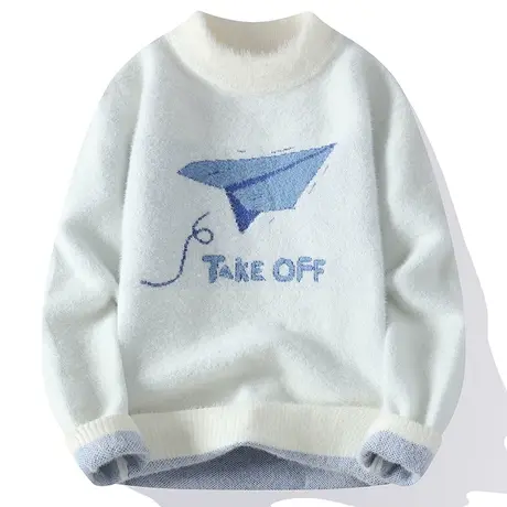 圆领毛衣男秋冬季潮牌男装长袖打底衫休闲内搭毛线衣服男士针织衫商品大图