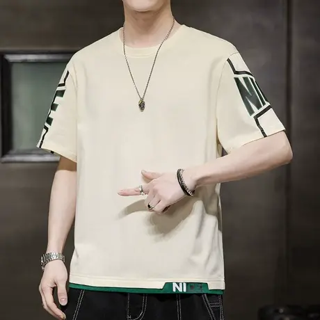 夏季男士短袖T恤圆领上衣青少年半袖韩版汗衫纯棉卫衣夏装体恤潮商品大图