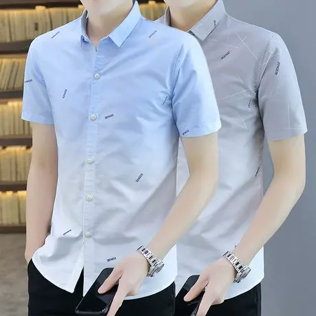 2025年夏季薄款短袖衬衫男韩版潮牌格子半袖衬衣休闲帅气寸衫上衣图片