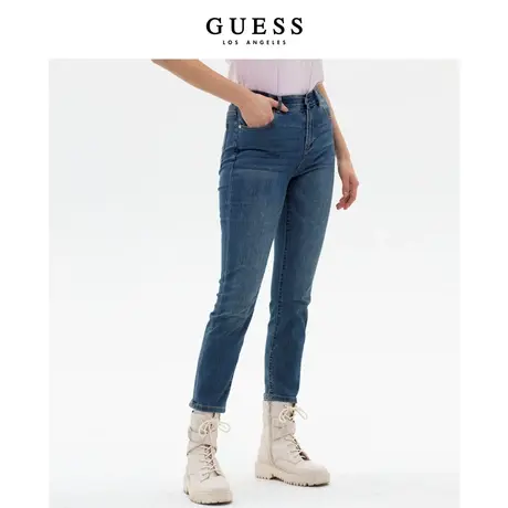 GUESS女士显瘦复古水洗牛仔裤高腰直筒九分裤-Q3PA55D51V0商品大图