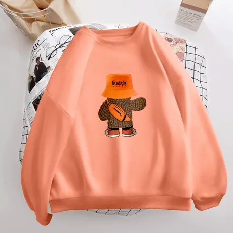 秋季圆领卫衣女2023新款爆款无帽小众设计感上衣oversize薄款外套商品大图