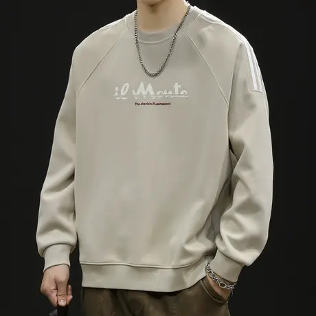 重磅潮牌卫衣男春秋款圆领男款衣服春季2024新款长袖大码刷毛柔软商品大图