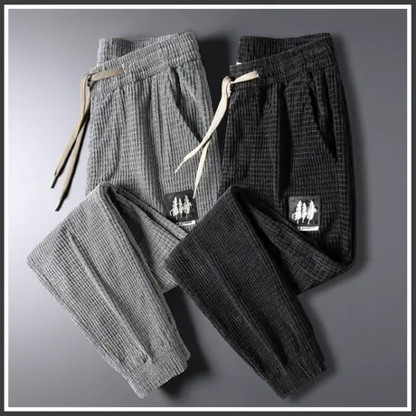 春秋款华夫格灯芯绒运动男士休闲长裤子男裤冬季秋冬款条绒灯草绒商品大图