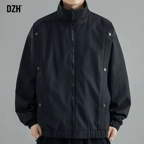 男士黑色春秋款外套男潮流百搭休闲上衣飞行教练夹克男装2024新款商品大图