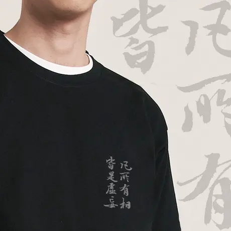 后序金刚经名句【凡所有相 皆是虚妄】中国风原创书法短袖T恤男女图片