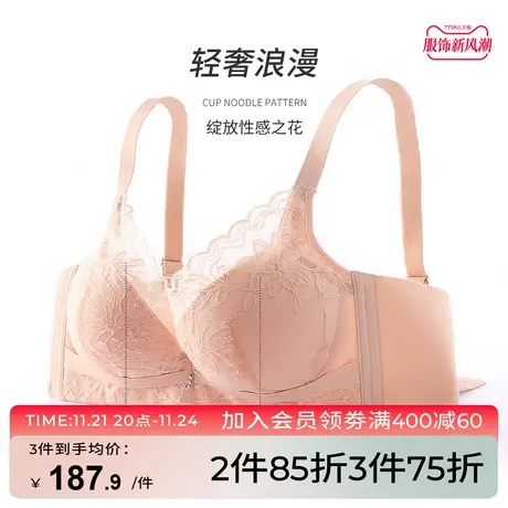 芬怡专柜同款内衣女小胸聚拢性感蕾丝真丝里杯纯欲文胸EV127商品大图