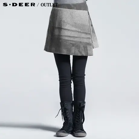 【新品】sdeer圣迪奥专柜正品拉链搭片毛呢短裙3481335图片