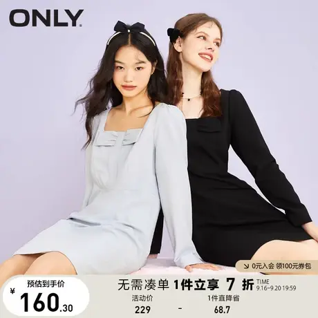 ONLY奥莱夏季法式方领收腰遮肉显瘦甜美连衣裙女图片