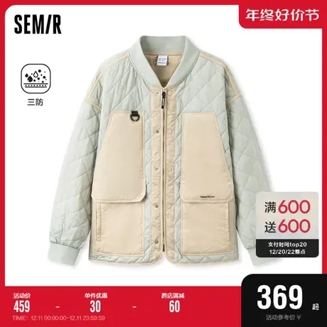 [商场同款]森马棉服男2023冬季新款三防时尚拼色潮感休闲宽松外套图片