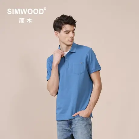 Simwood简木男装【合体版型】夏季新款翻领胸前口袋短袖T恤polo衫商品大图