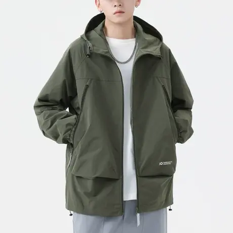 男士冲锋衣男款风衣外套男潮高级感痞帅连帽美式工装夹克新款上衣商品大图