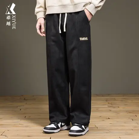 希越2024春季新款美式休闲直筒裤男士宽松大码潮流百搭拖地长裤子商品大图