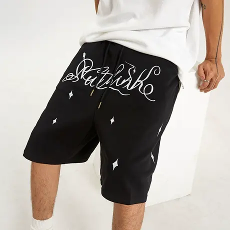 Nuthink国潮刺绣5分短裤夏潮牌男宽松潮流卫裤裤子夏天男款男裤潮商品大图