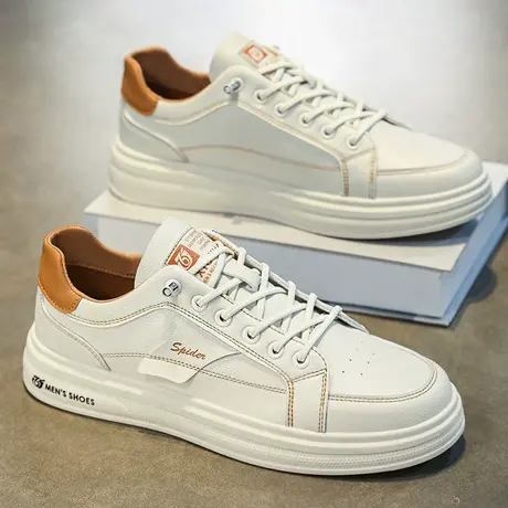 男鞋春秋季2024新款百搭休闲板鞋男士皮鞋防水运动一脚蹬小白潮鞋图片