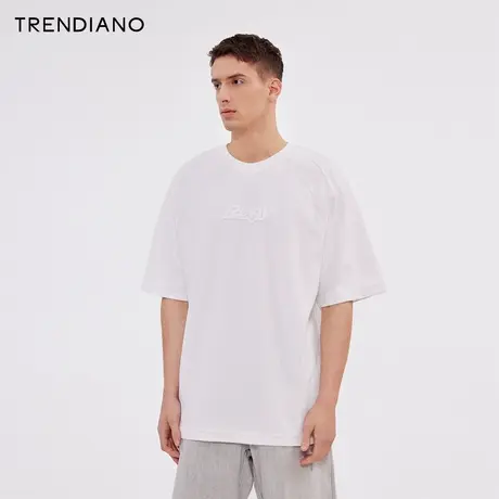 TRENDIANO潮趣印绣圆领T恤2024年春季新款时尚情人节情侣同款圆领图片