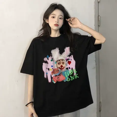 纯棉重磅设计感短袖t恤女夏季新款美式复古宽松小众半袖上衣潮牌图片