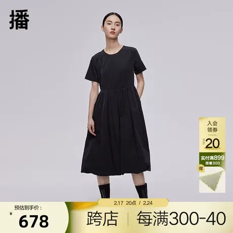 播2023春商场同款A型高腰设计蓬蓬裙花苞廓形连衣裙女BDQ1LD0212图片