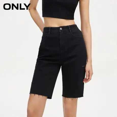 ONLY奥莱春季新款简约复古毛边设计高腰短裤牛仔裤女图片