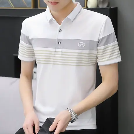 短袖T恤男款翻领半袖夏季新款纯棉潮流修身冰丝感polo衫衣服夏装商品大图
