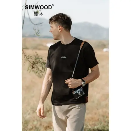 Simwood简木男装【宽松版型】SORONA 240g胸前印花圆领短袖T恤商品大图