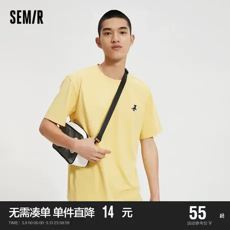 森马短袖T恤男2021年夏季新款宽松时尚刺绣萌宠卡通图案圆领t恤衫图片